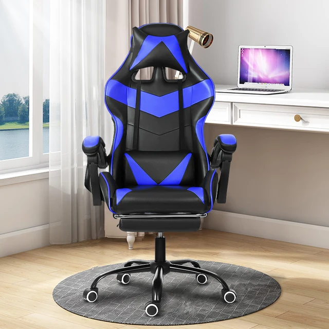 Computer Gaming Chair Lying Massage Lifting Rotatable Armchair Desk Chair Adjustable Swivel Leather Executive Office Chair 2