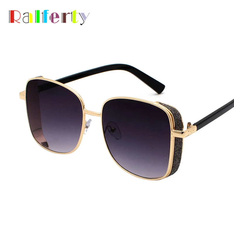 

Ralferty Retro Shield Sunglasses Women Luxury Designer Glitter Sunglases UV400 Gray Gradient Sun Glasses Ladies J3346