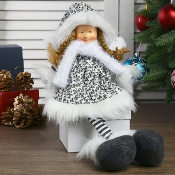 

Interior doll "Angel-girl in a black-and-white fur coat with hanging legs" 50 cm 2315153