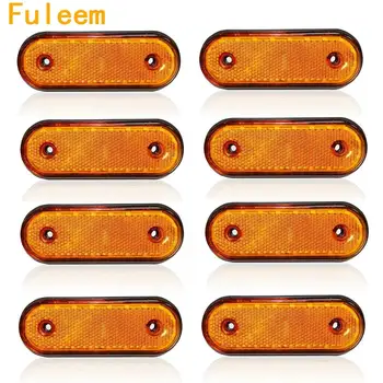 

Fuleem 8PCS 24V Oval 20 Led Amber Side Outline Marker Lamps Lights Trailer Truck Lorry Waterproof