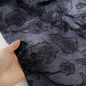 NW61 Summer Blue Black Pleated Gauze Hard Mesh Fabric/Fashion Gauze Clothe/Modelling DIY Materials/Designer Clothes Fabric