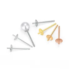 S925 ayar gümüş inci tepsi kulak çıtçıt boncuk plaka DIY el yapımı takı aksesuarları kase iğne boş tepsi altın kaplama(China)