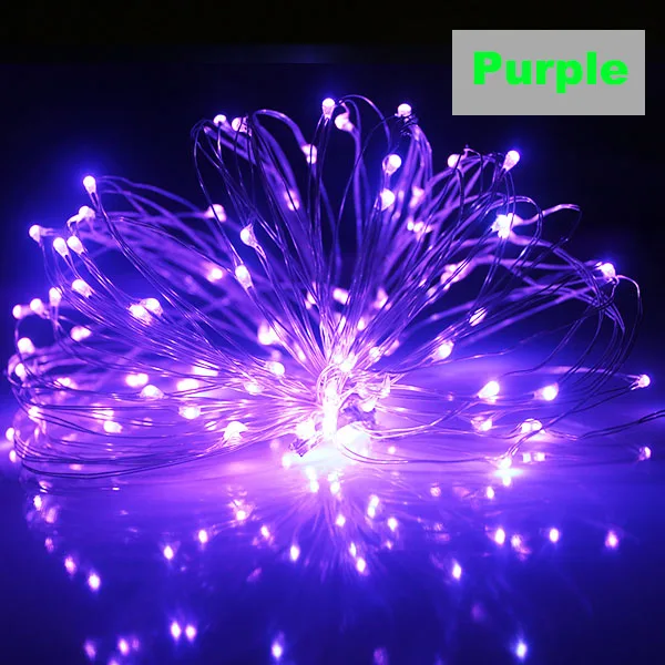20 50 100 светодиодный светодиодная гирлянда на батарейке огни уличная гирлянда люсис привело decoracion серебряной проволоки для новогодних праздников, свадебной 9 видов цветов - Испускаемый цвет: purple