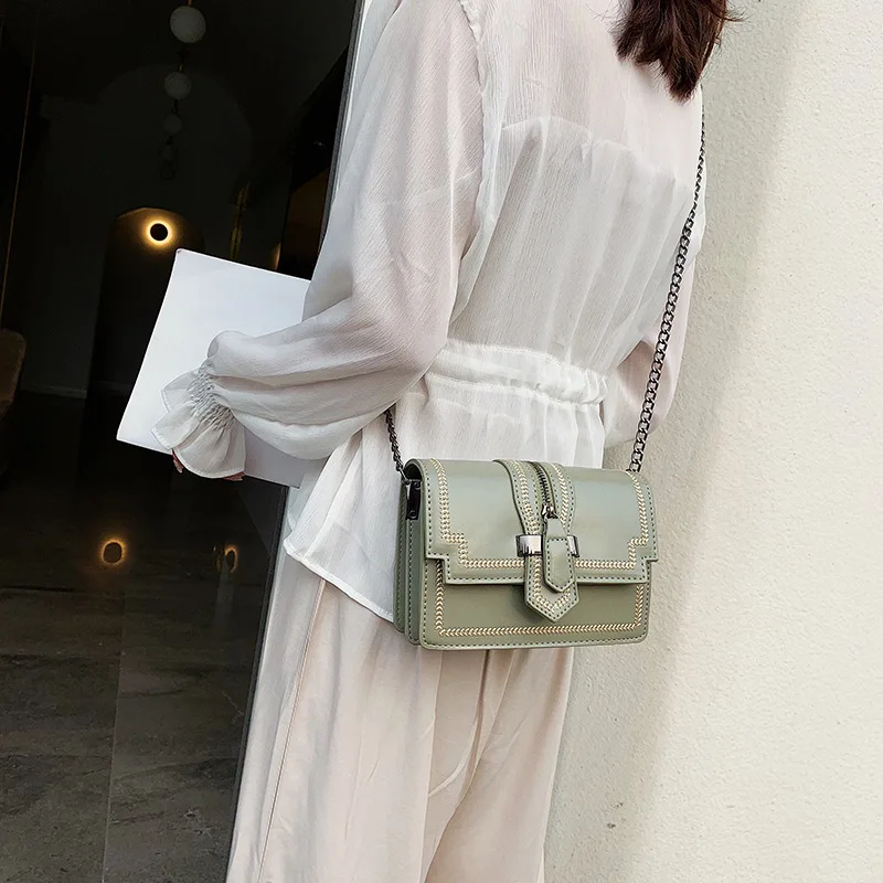 

Car stitching women's bag 2019 new fashion Korean version of Joker summer style small fresh slung small square bag
