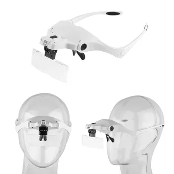 

5 Lens Adjustable Loupe Headband Magnifying Glass With LED Light Lamp Magnifying Glasses Fake Eyelash Extension Beauty