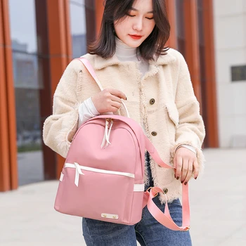 

2020 New Solid Color Fashion Women Handbag Oxford WomenBackpack School Girl Backpack Leisure Rucksack Fashion Designer Backpack