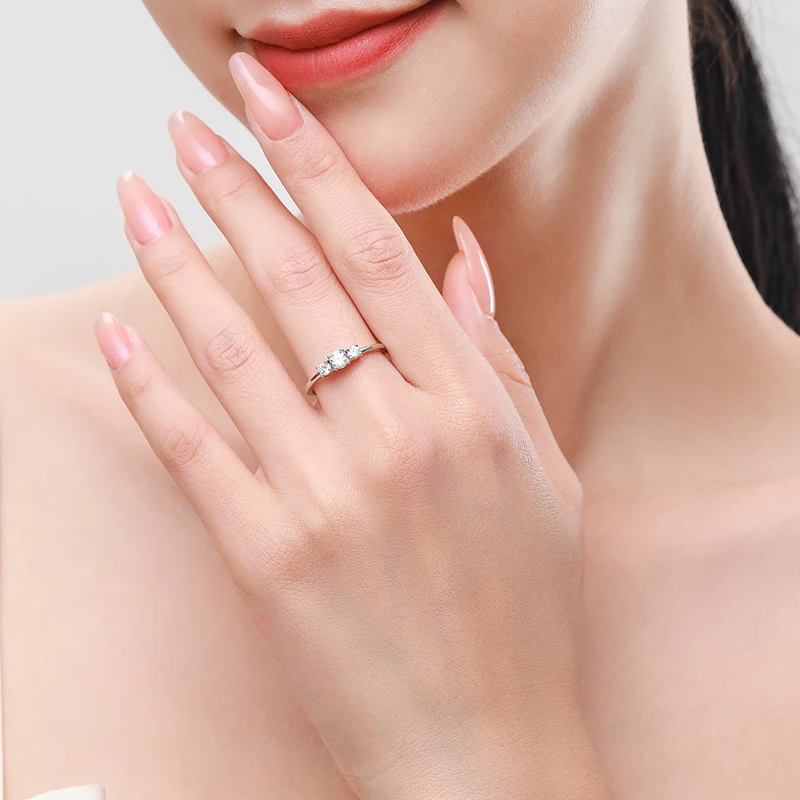 Silver Rings Silver Ring Wedding Rings Ailmay Real 925 Sterling Silver Sparkling AAAAA Zircon Stackable Rings For Women Classic Romantic Wedding Statement Jewelry