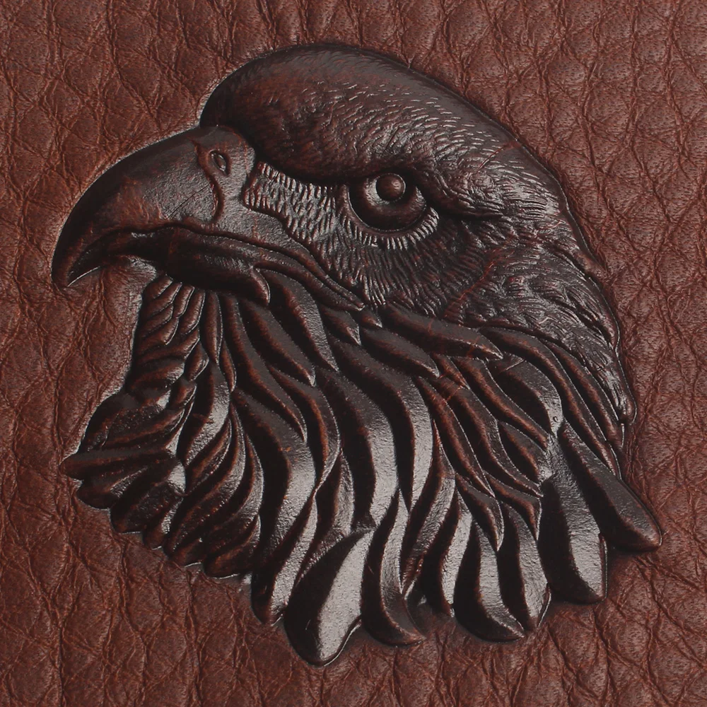 Eagle Head Embossed Wallet For Men Fashion Man Genuine Leather Wallets Cowhide Coin Purse