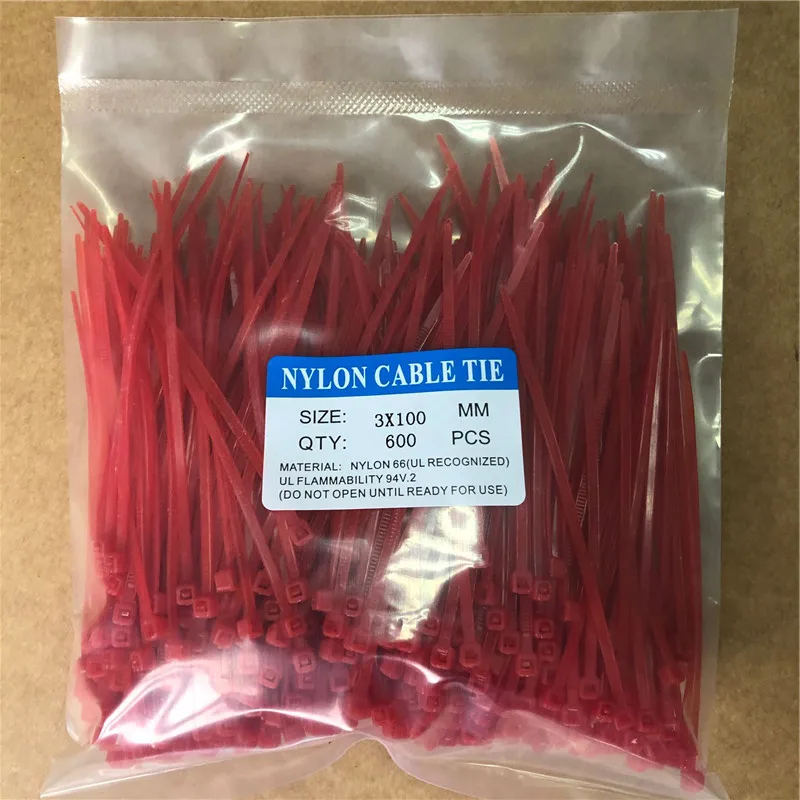 600Pcs Zip Ties 3x100mm Nylon Self-Locking Cable Ties Color Plastic Zip Ties Velcro Cable Ties  Cable Organizer Wire Strap