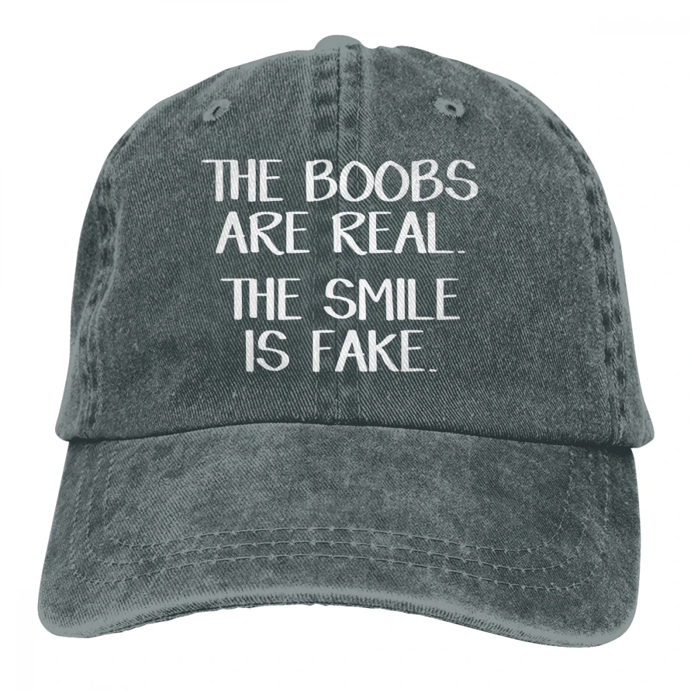 Грудь настоящая улыбка поддельные Casquette черные унисекс Мужские Женские джинсовые бейсболка с ремешком кепки Регулируемый Гольф папа шляпа