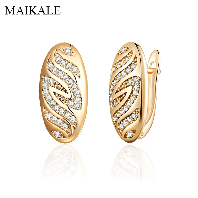 Женские большие серьги-гвоздики MAIKALE, серьги золотистого/серебристого цвета с фианитом, модные ювелирные изделия для подарка девушке и вечеринки