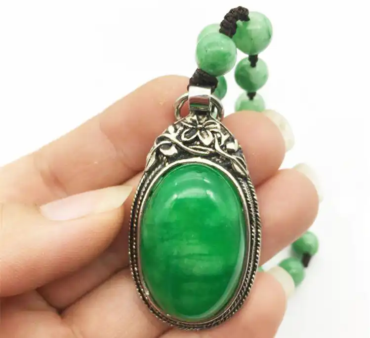 Jade Natural Gemstone,Jade Water Drop Necklace A Crystal Jade Necklace