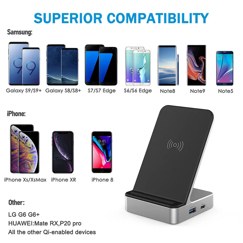 Qi Wireless Charger Fast Charger Fast Charging For IPhone X Samsung Galaxy S9 Mobile Phone Charger For Phone Stand Anti-Skip Pad