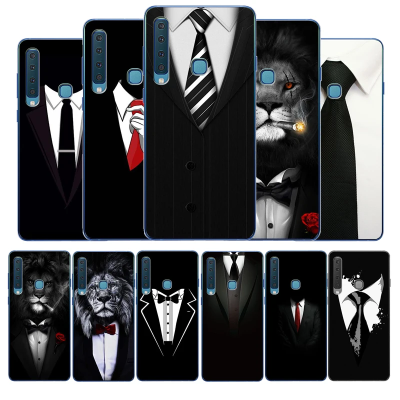 Man Suit Shirt Tie Silicone phone case For Samsung A3 A5 A6 A7 A8 A9 2015 2016 2017 2018 Pro soft Back Cover | Мобильные телефоны и
