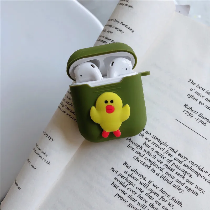 For Airpods No Face Man Silicone Case Protective Cover Fundas for Apple airpods 2 Accessories box with finger Anti-lost ring - Цвет: 8