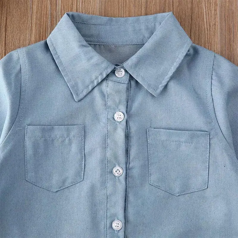Chifuna/Новые модные демисезонные джинсовые блузки с отложным воротником мягкая рубашка с длинными рукавами и надписью для девочек Детская Хлопковая одежда