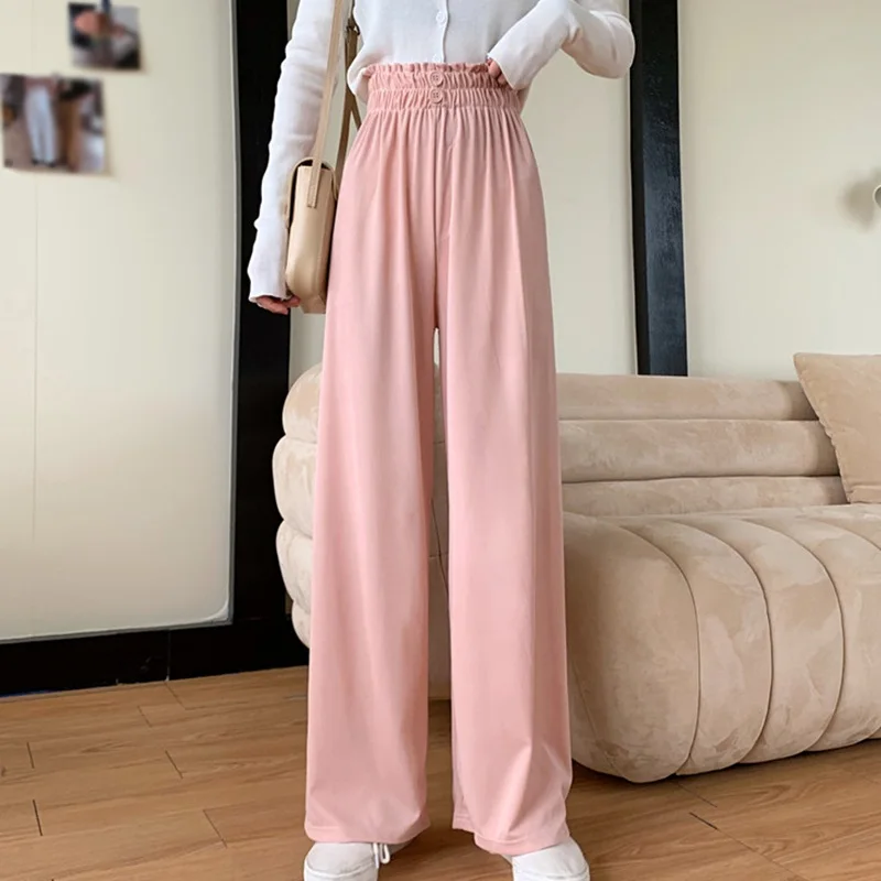

ETOSELL High Waist Wide Leg Pants Women Elastic Waist Casual Pantalones Spring 2020 Loose Solid Trouser