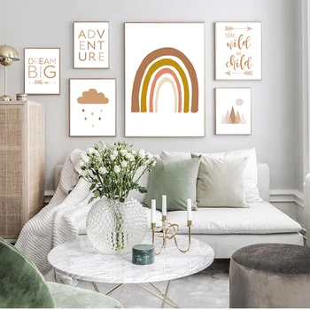 

Abstract Rainbow Nursery Quotes Children Canvas Art Print Minimalist Wall Picture Painting Nordic Kid Baby Room Decor
