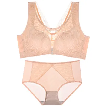 

Women Sexy Bras Large Size Bra Brief Set Lace Lingerie Push Up Brassiere Ultra thin Panties Underwear Intimates 42D 44DD #F