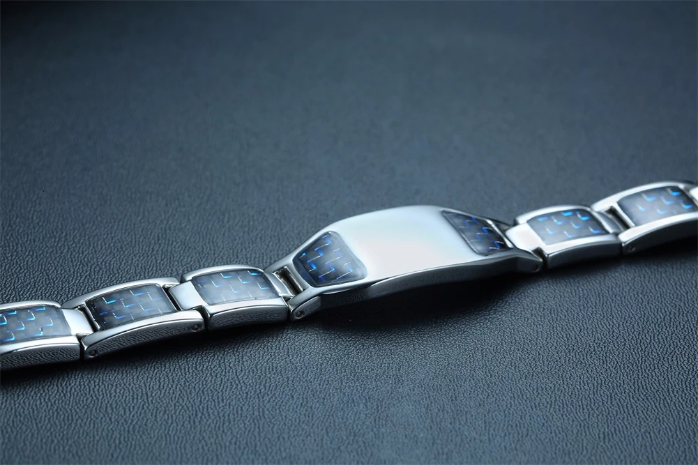 Углеродное волокно магнитный браслет для мужчин био Нержавеющая Сталь персонализированные пользовательские браслеты ассорти стиль подарок для папы HASBAND