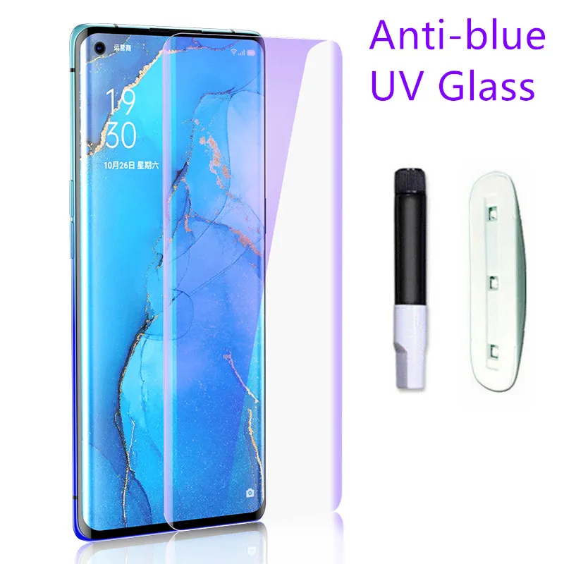 9H полное покрытие изогнутое анти Blu Ray жидкое УФ клеевое закаленное стекло для OPPO