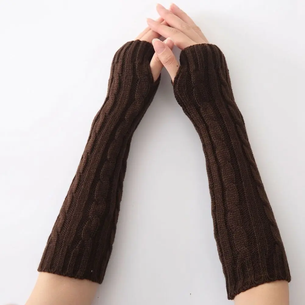 1 пара осенне-зимних женских вязаных перчаток, рукавицы на запястье, рукавицы для рук, теплые ромбовидные длинные рукавицы на половину зимы
