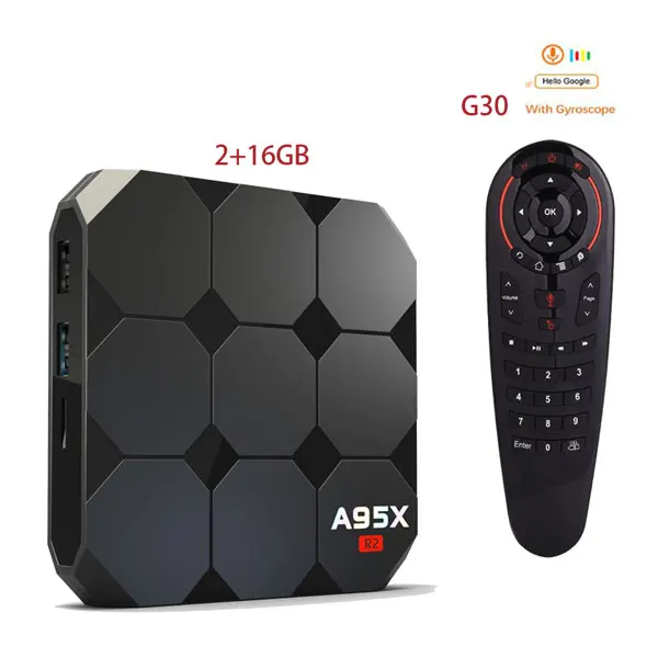 Android 7,1 tv box A95X R2 2GB 16GB Amlogic S905W tv box четырехъядерный 2,4G WiFi медиаплеер PK X96 mini Smart tv box 4K 3D - Цвет: 2GB16GB g30