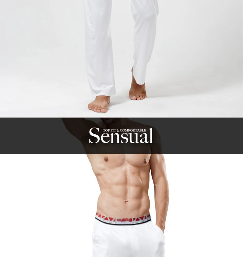 Men's Sleep Pants Lounge Pajamas Hombre Solid Modal Sleep Bottoms Home Pants Mid-Rise Loose Pyjama Homme Comfortable Casual Pant white pajama pants