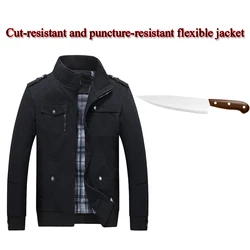 Chaqueta de talla grande para hombre, anticorte, antipuñaladas, defensa personal, Flexible, Invisible, cuello levantado, moda, ropa de seguridad de policía del Fbi