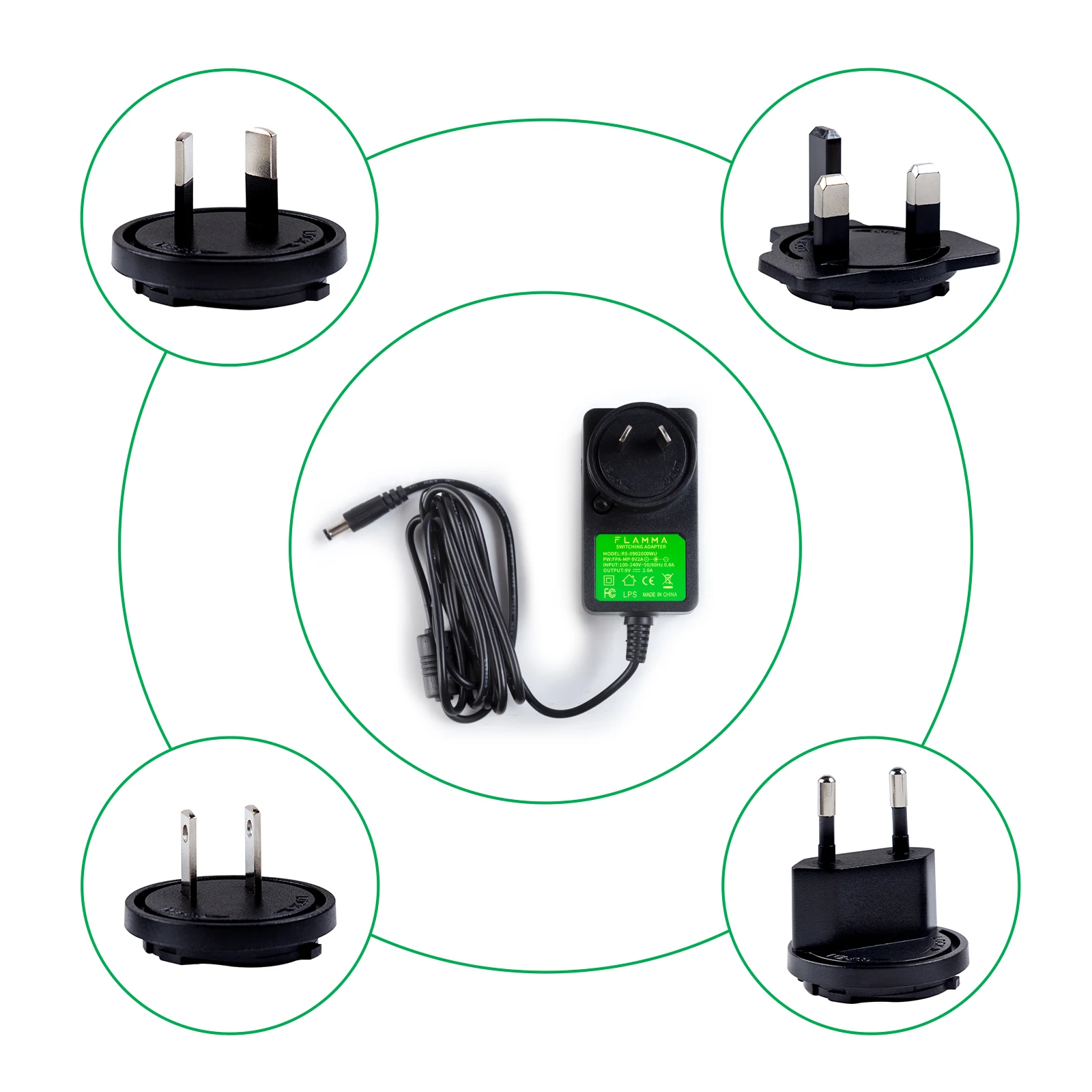 Adaptador de Alimentação Flamma Guitarra Pedal 2a Ponta Negativo 5 Vias Cabos Daisy Fio Corrente 9v dc - Image 2