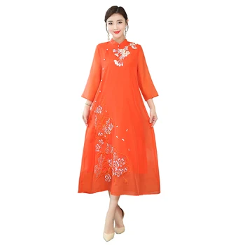 

2020 cheongsam vintage chinese style short dress womens lace qipao party dresses vestido chinese traditional dress cheongsam