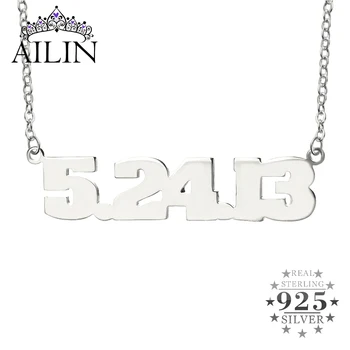 

AILIN Personalized Necklace Year Birthday Date Number Women Men 925 Sterling Silver Custom Pendant Jewelry Christmas Gifts