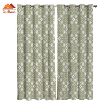 

Bohemia Retro Ethnic Green Window Curtains Living Room Outdoor Fabric Drapes Curtain Home Decor
