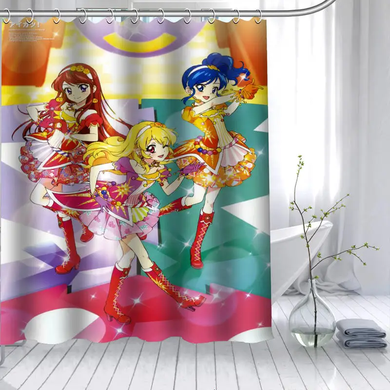 Горячая Aikatsu аниме девушка душ занавеска из полиэстеровой ткани 12 крючков для ванной водонепроницаемый плесени Забавный занавес для ванной