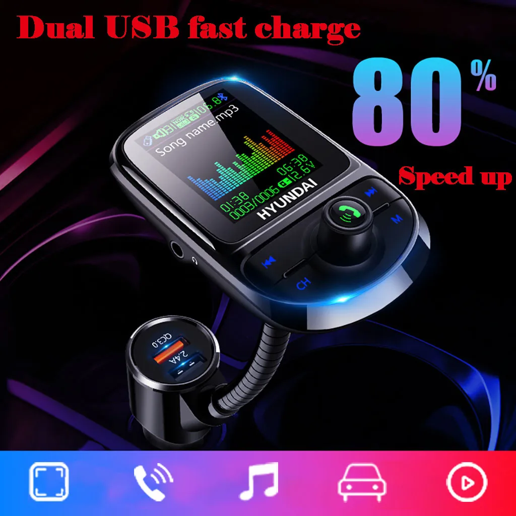 Автомобиля MP3 музыкальный плеер Bluetooth 5,0 ресивер FM-передатчик Dual USB QC3.0 U диск/TF карта формат музыки без потери качества