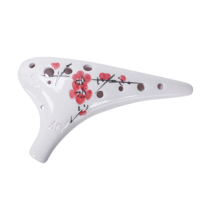 

Porcelain Pottery Ocarina Flute 12-Hole Alto C Ac Instrument Red Plum