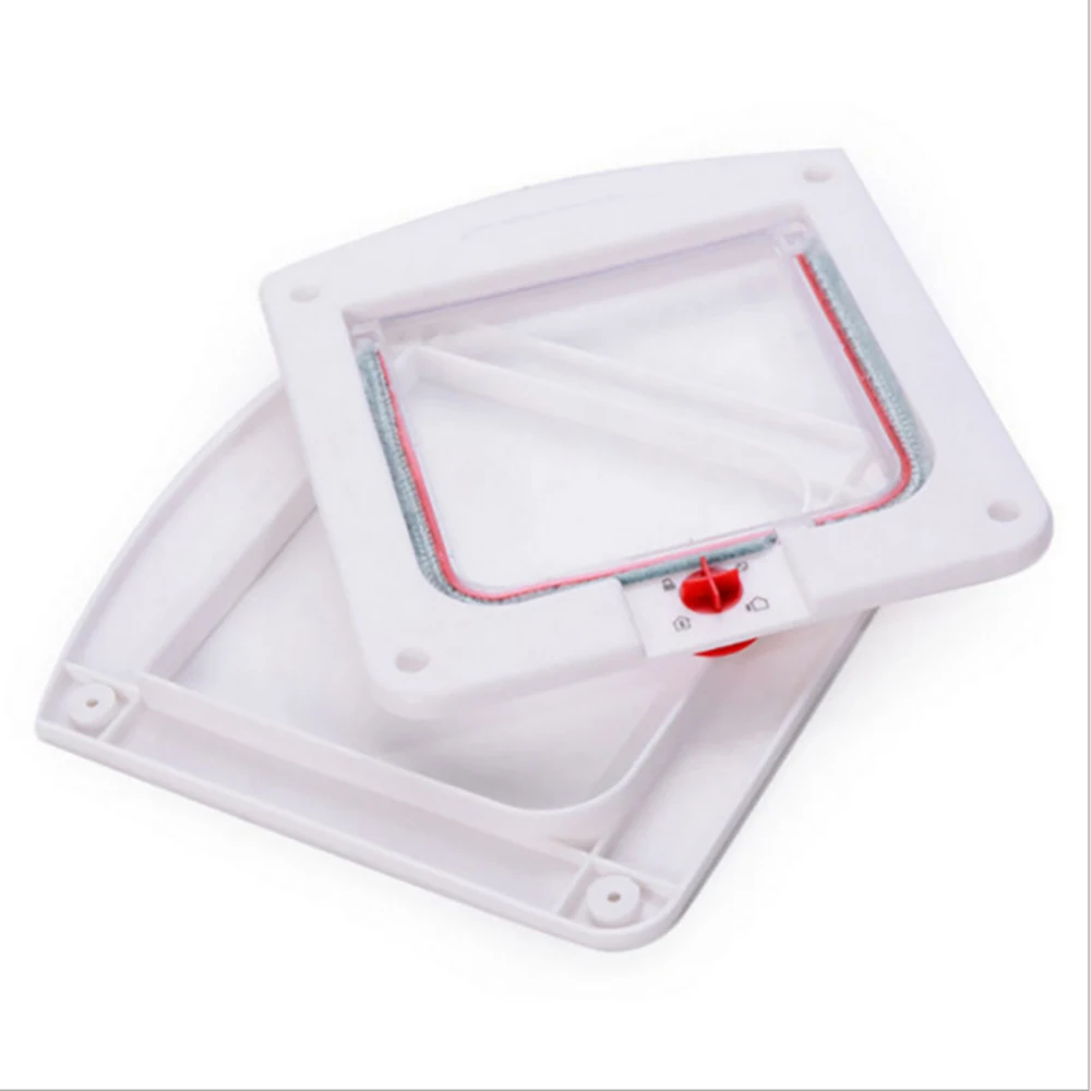 Lockable Dog Cat Kitten Door Security Flap Door Plastic Animal Small Pet Cat Dog Gate Pet Supplies