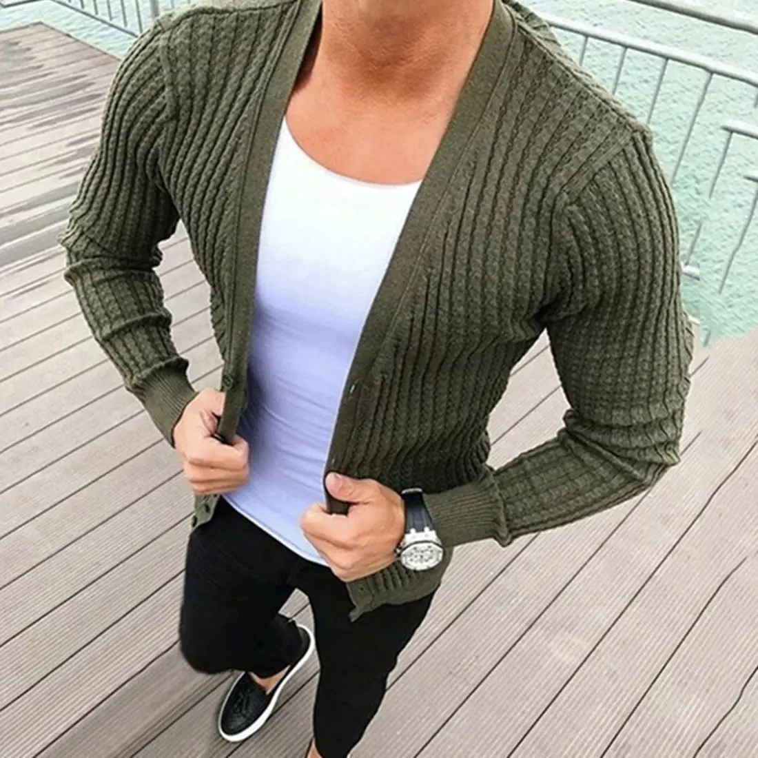 2020 Autumn Sweater Men V Neck Solid Slim Fit Knitted Mens Sweaters  Cardigan Male Autumn Long Sleeve Solid Casual Tops|Cardigans| - AliExpress