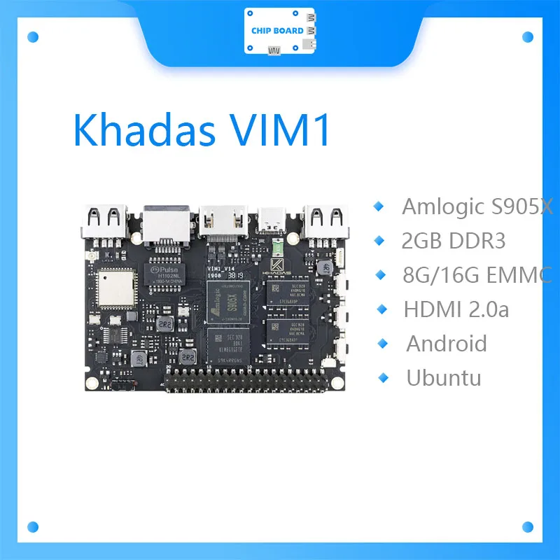 Четырехъядерная макетная плата Khadas VIM1 с открытым исходным кодом Amlogic S905X |