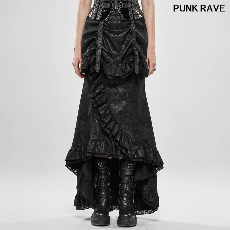 Steampunk Bloemen Imitatie Suede Lotusblad Rand Slanke Club Rok Klassieke Prachtige Noble Fishtail Vrouwen Rok Punk Rave WQ-441BQF Steampunk Bloemen Imitatie Suede Lotusblad Rand Slanke Club Rok Klassieke Prachtige Noble Fishtail Vrouwen Rok Punk Rave WQ-441BQF