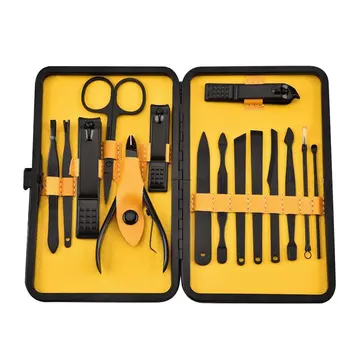 

Black Gold Steel 15 Piece Set Nail Tool Set Nail Clippers Compact Nail Scissors Portable Nail Clippers