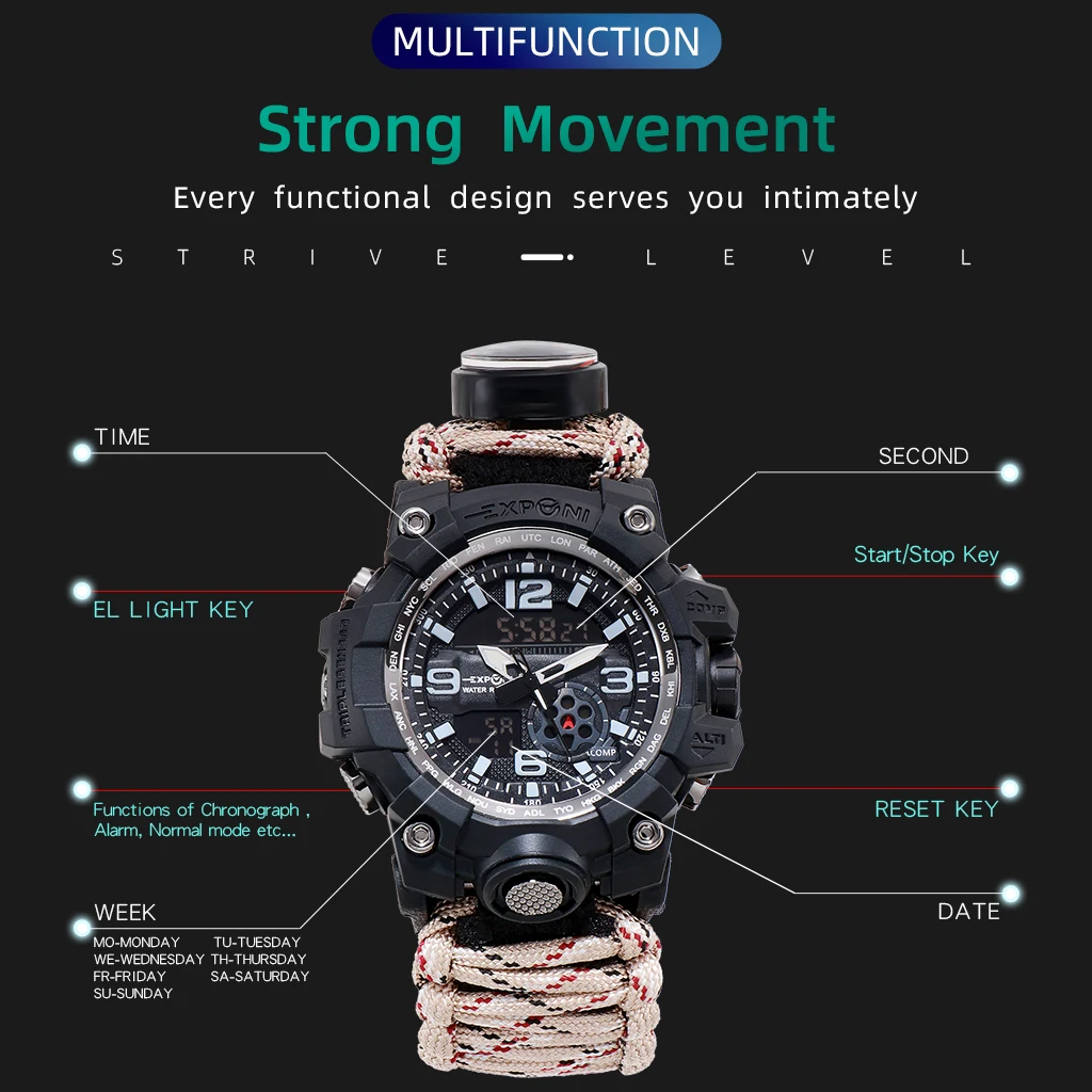 Adventurer Multifunction Survival Watch for outdoor enthusiasts6
