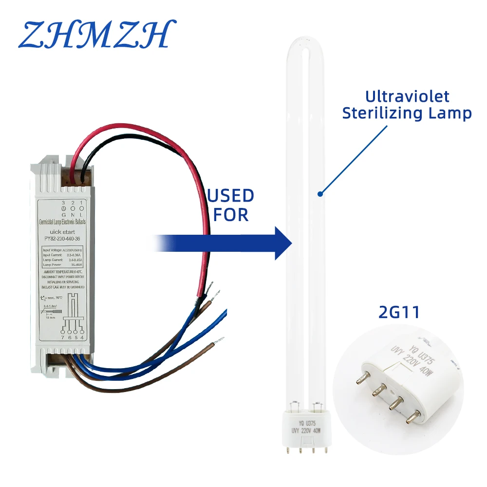 Electronic Ballast AC220V Universal Electronic Ballasts For 2G11 UV Lamp Tube 4-18W 24W 36W 55W Ultraviolet Germicidal Lamp UVC Sterilizing Lights