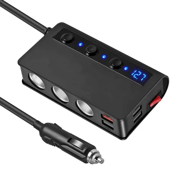 

Car Socket Splitter Lighter Adapter Quick Charge 3.0 12V/24V 4 USB Ports Car Power Adapter for Dash Cam, Tablet