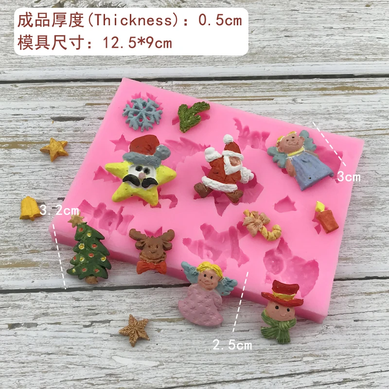 

New Christmas Mold Santa Claus Tree Soft Silicone For Fondant Chocolate Candy Cake Decoration Tools DIY Cookies Gumpaste Mould