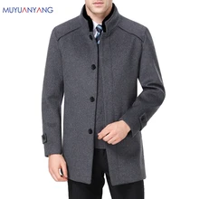 Mu Yuan Yang, утолщенное длинное мужское шерстяное пальто со скидкой 50%, Мужская шерстяная куртка, зимняя повседневная теплая кашемировая одежда размера плюс 5XL 6XL