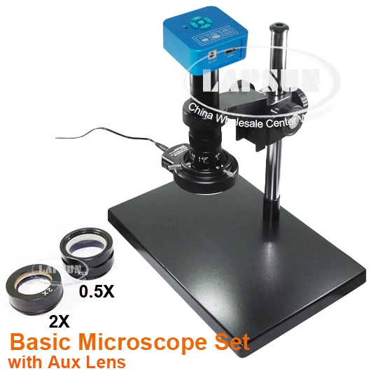 Latest 1/2 inch big size SONY CMOS HDMI Industry Lab Microscope Camera 1080P 60FPS Output Barlow Lens Stand Ring Light
