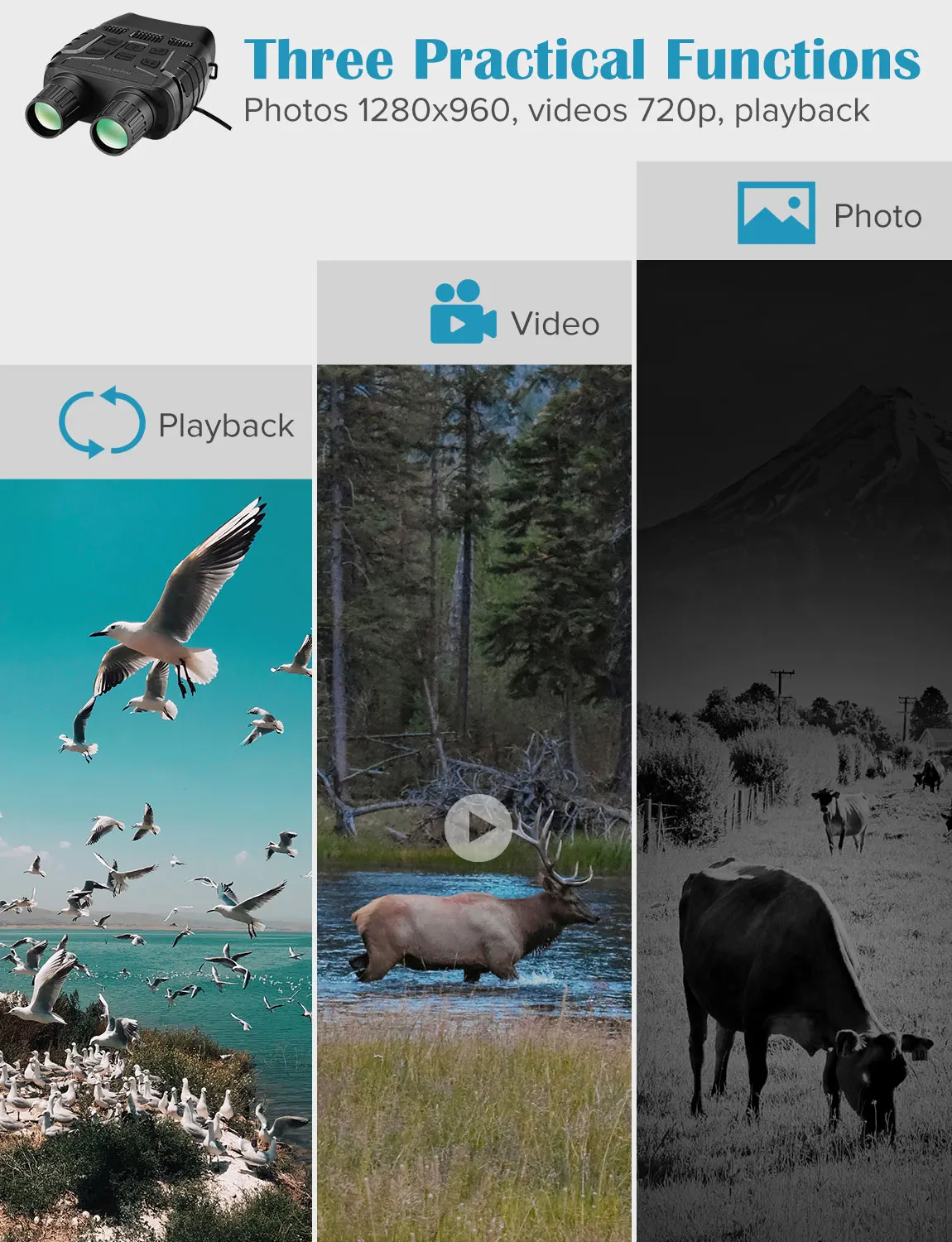 Продажа Прибор ночного видения бинокль 300 ярдов цифровой ИК телескоп зум оптика с 2,3 экран Фото Видео Запись охотничья камера