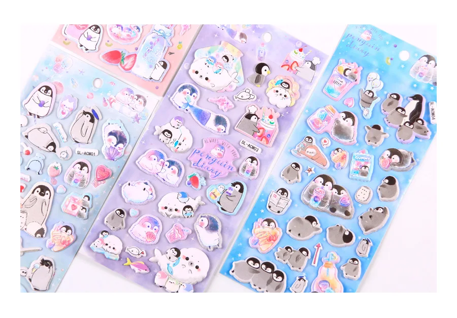 Kawaii Маленький пингвин 3D губка дневник Стикеры украшение для альбома Стикеры s pvc канцелярские принадлежности DIY Стикеры s Школа канцелярских товаров