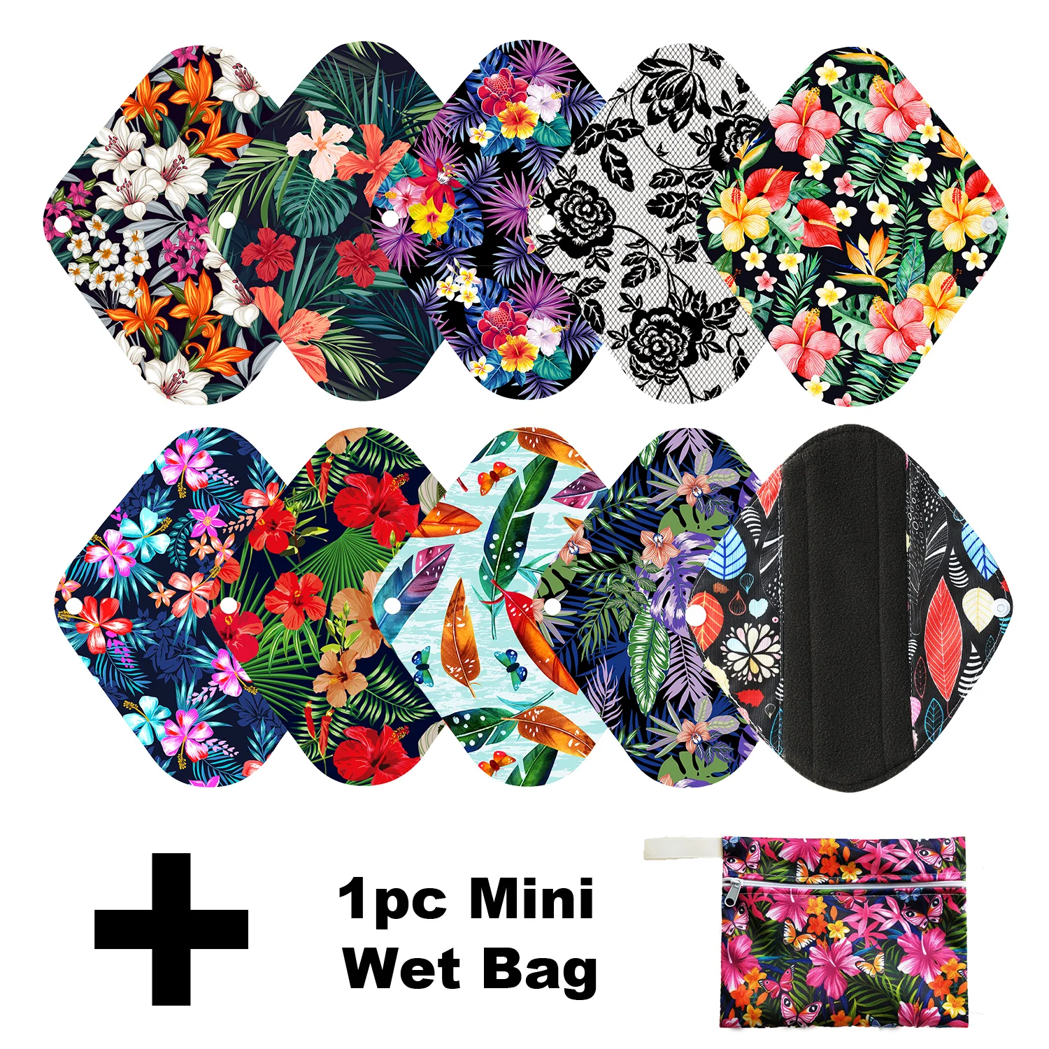 10Pcs Reusable Pads Bamboo Charcoal Sanitary Washable Panty Liner Mama Maternity Menstrual Assorted designs | Красота и здоровье